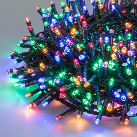 Guirlande multicolore 40,5m boa 6cm 2000 led 8 modes câble vert lotti