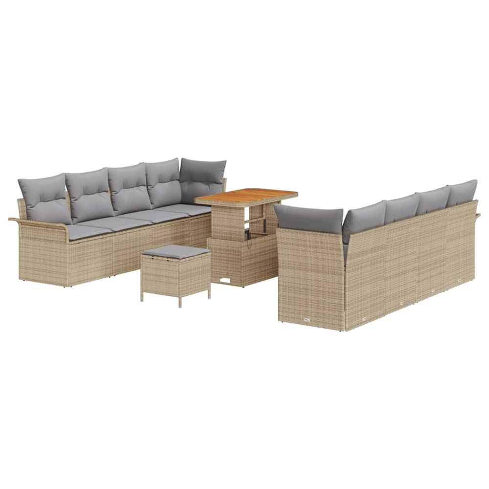 Ensemble de canapé de jardin 11 pc beige polyrotin