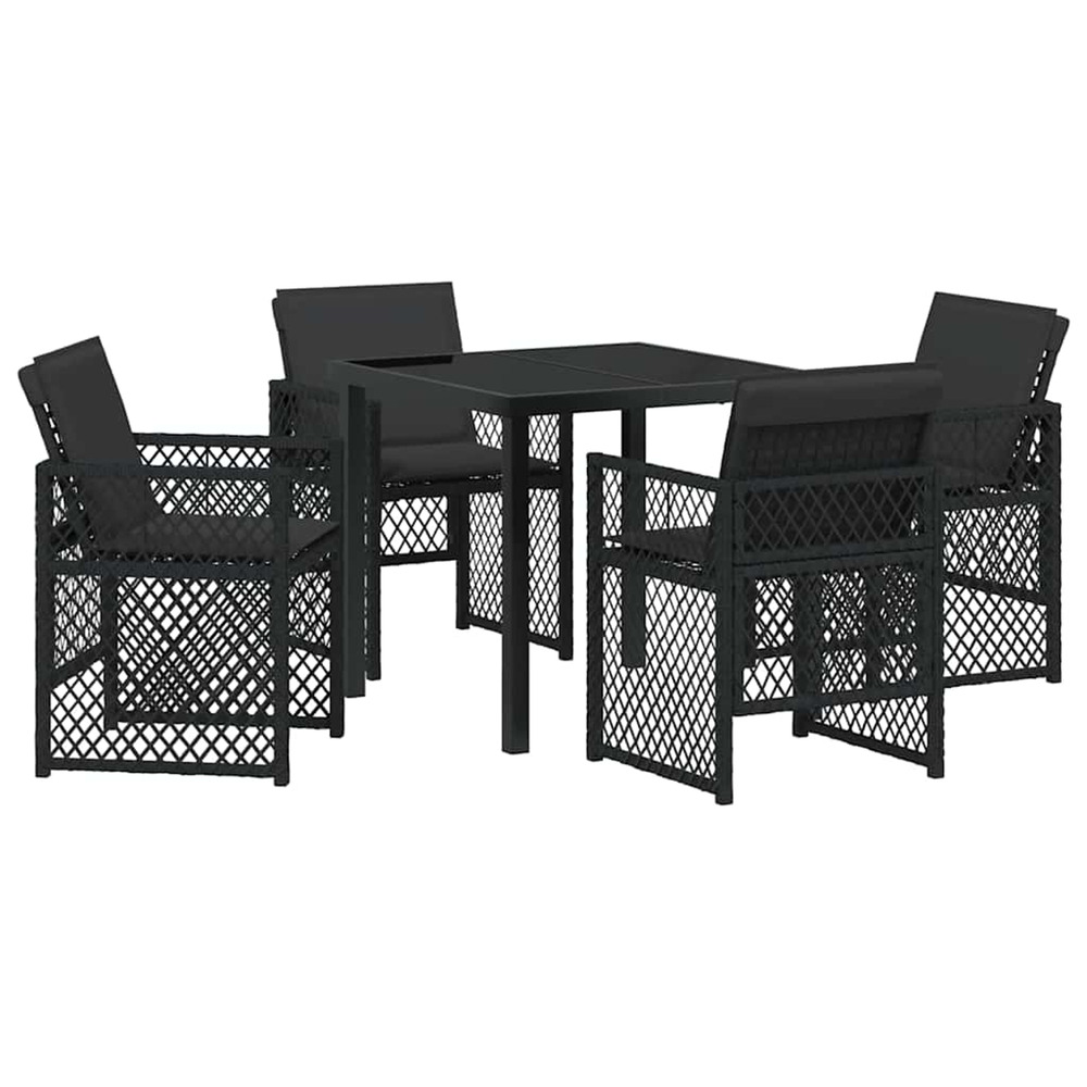 Ensemble de salle à manger pour jardin 5 pcs noir polyrotin