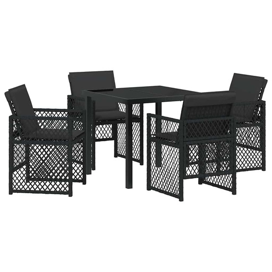 Ensemble de salle à manger pour jardin 5 pcs noir polyrotin