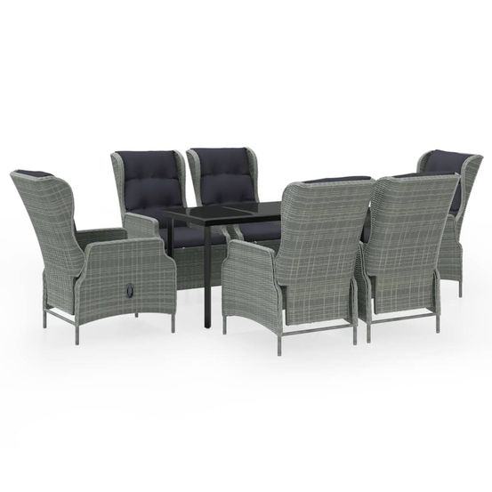 Ensemble à manger de jardin 7 pcs gris clair