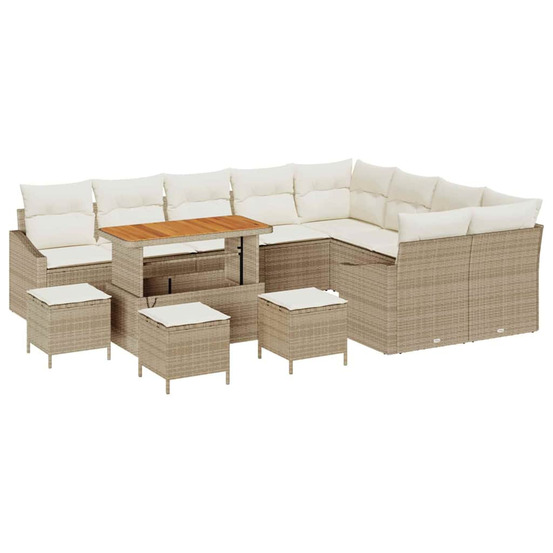 Ensemble de canapé de jardin avec coussin 13 pcs beige et crème
