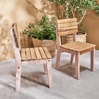 Lot de 2 chaises en bois d'acacia  pour enfant. Salon de jardin enfant rose. Intérieur / extérieur