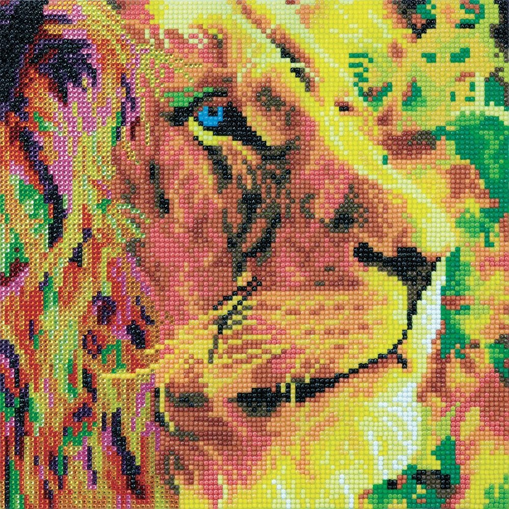 Tableau broderie diamant - lion 30 x 30 cm