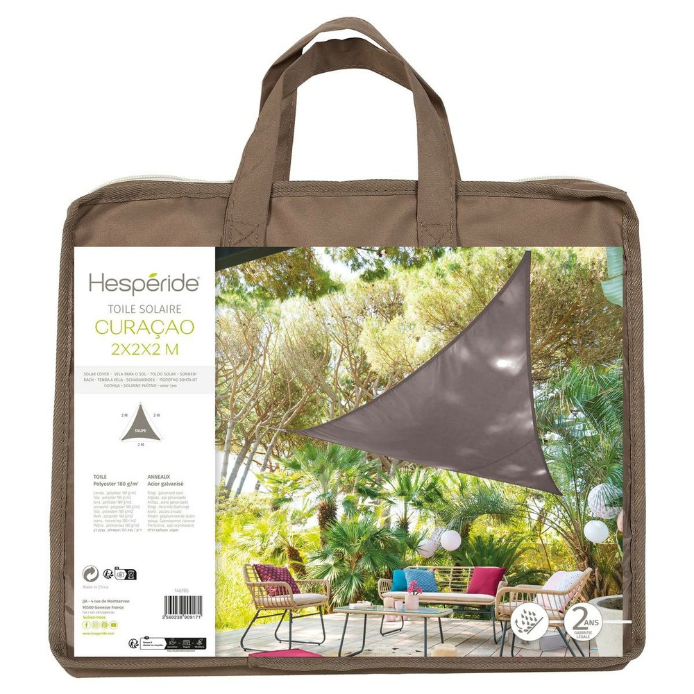 Voile d'ombrage triangulaire curacao taupe