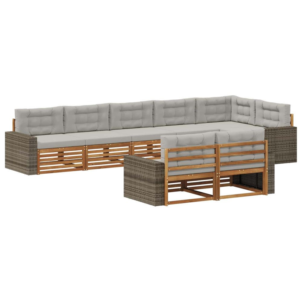 Ensemble de canapés d'extérieur 8 pc naturel et gris clair
