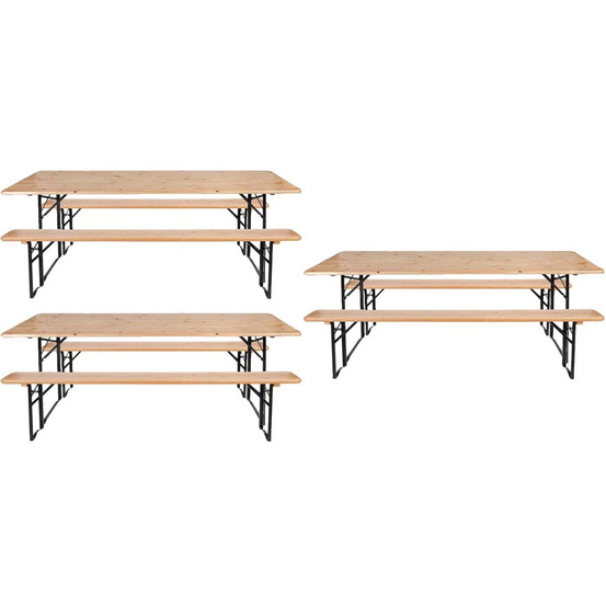 Ensemble table et banc de jardin brasseur lot de 3
