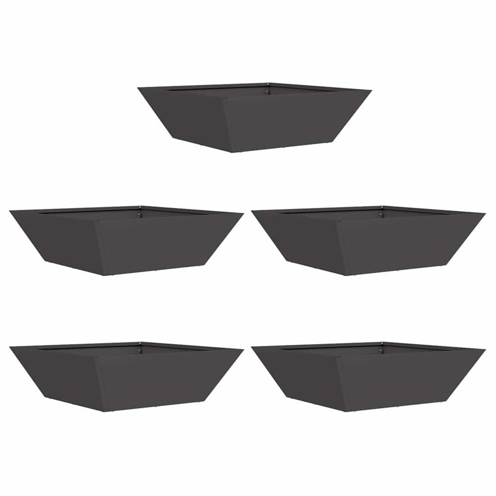 Cache-pot de jardin 5 pc noir 50 x 50 x 15 cm