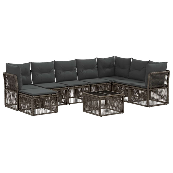 Ensemble de canapé de jardin 9 pcs gris polyrotin
