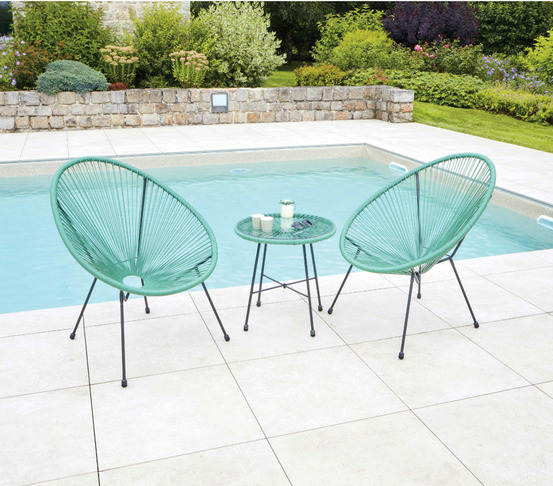 Salon de jardin en acier - 2 places - vert amande - caracas