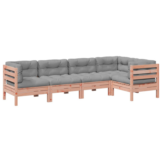 Salon de jardin 5 pcs et coussins bois massif sapin de douglas