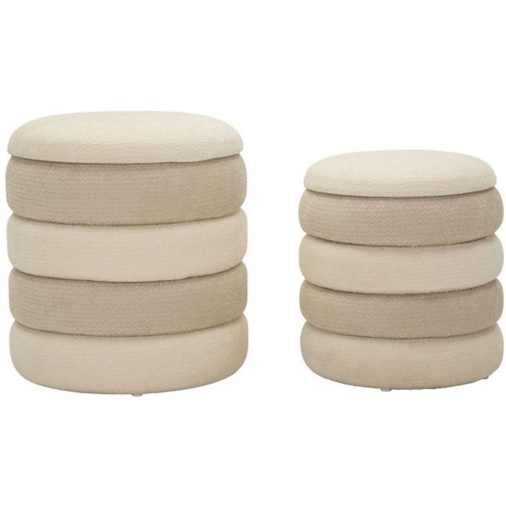 Pouf en tissu 2 en 1 nordic (set de 2) beige et crème