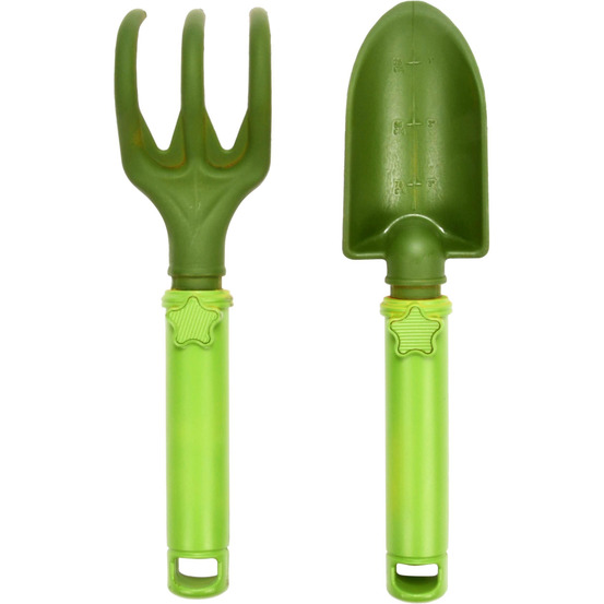 Outils de jardin enfant en plastique star (lot de 2) vert clair et foncé