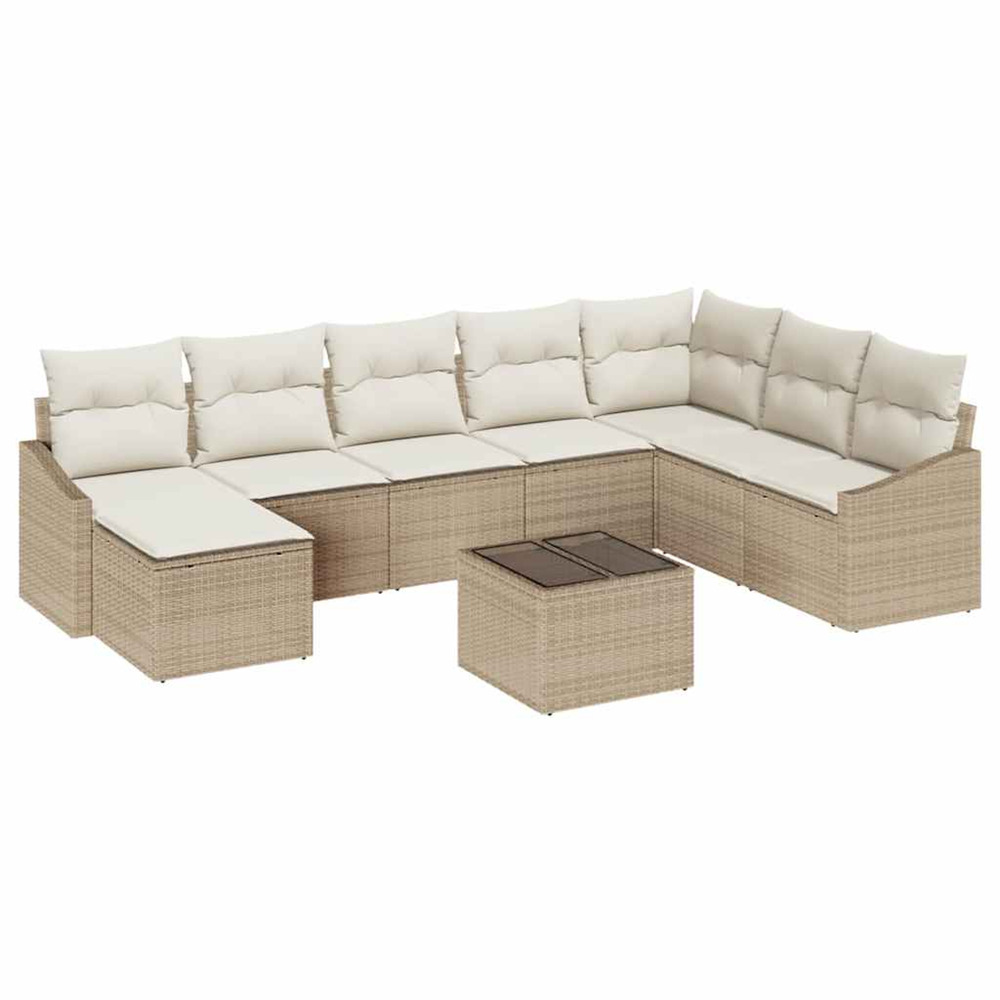 Ensemble de canapé de jardin 8 pcs beige et crème polyrotin
