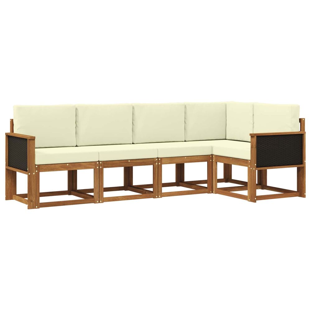 Ensemble de canapés d'extérieur 5 pc naturel et crème polyester
