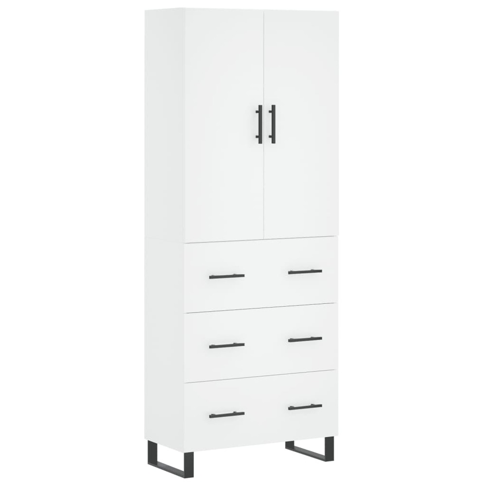 Buffet bahut commode armoire meuble de rangement organisateur cuisine salle de séjour salon haut 69,5 x 34 x 180 cm bois d'in