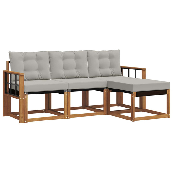 Ensemble de canapés d'extérieur 4 pcs gris naturel et clair