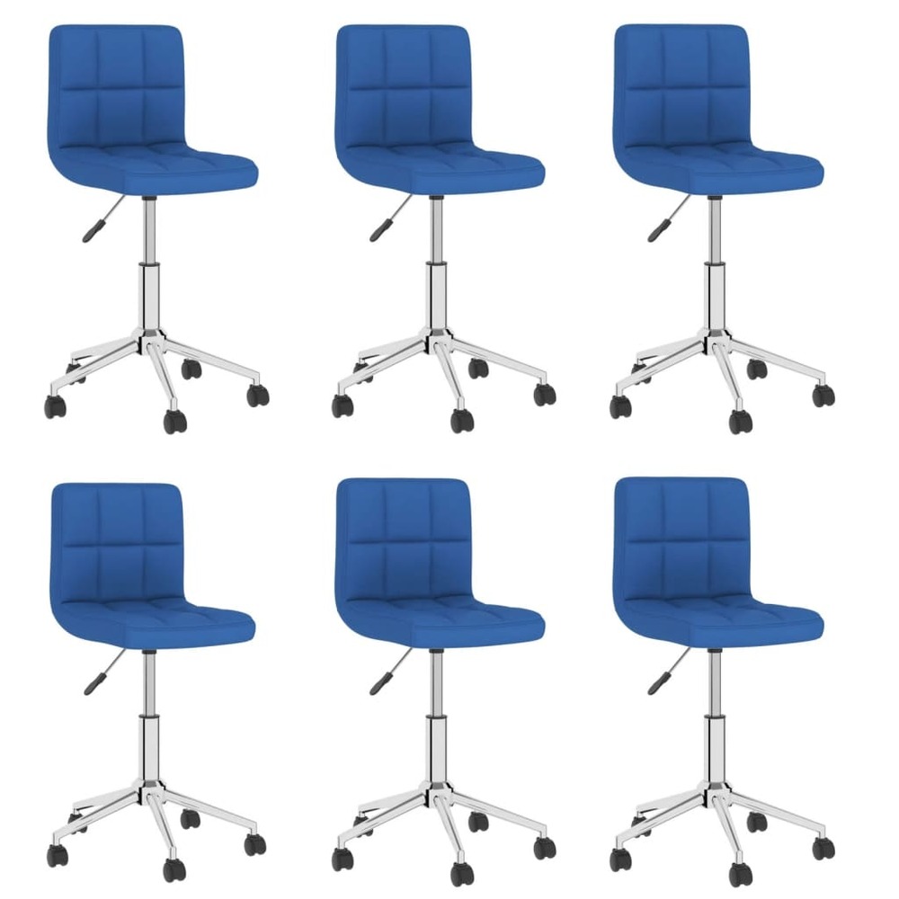 Chaises pivotantes de salle à manger 6 pcs bleu tissu