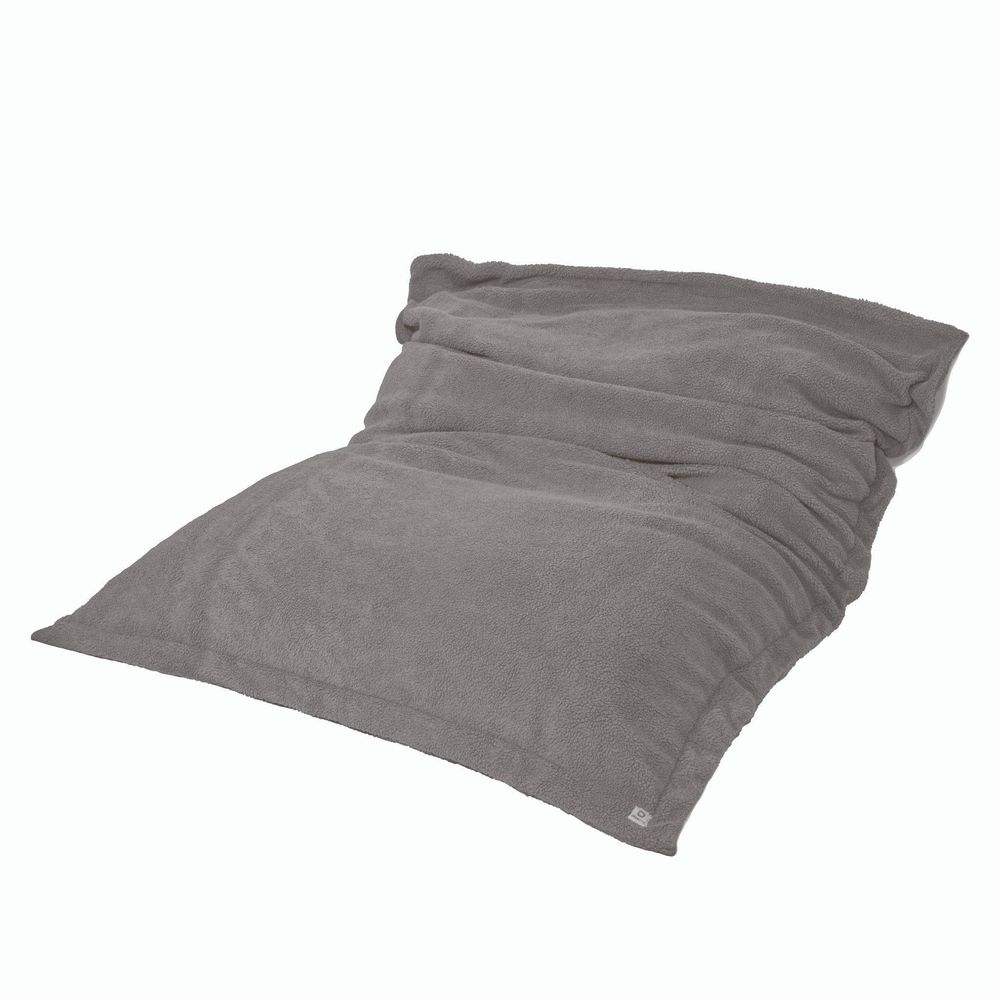 Pouf intérieur xxl housse sherpa (effet mouton) gris