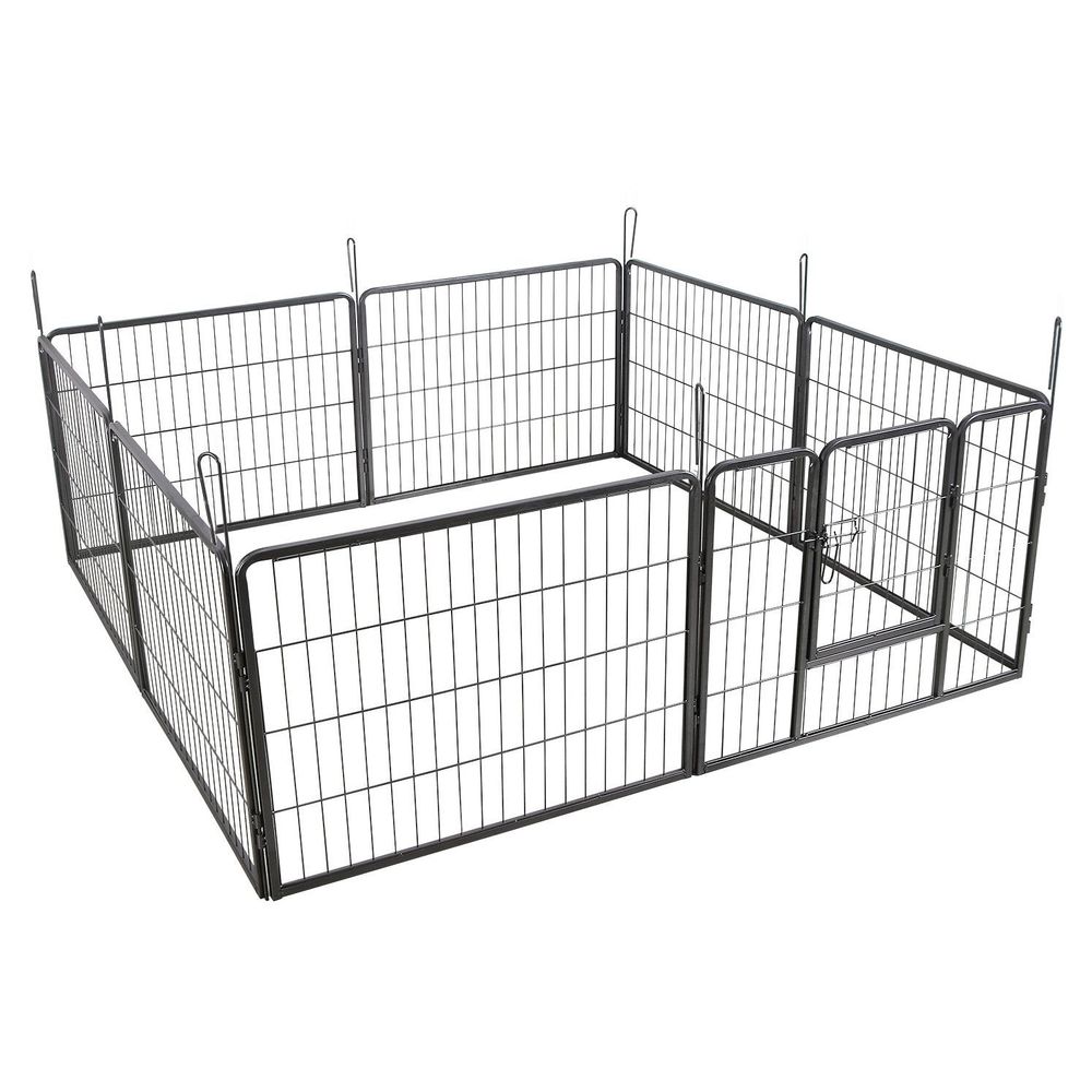 Parc enclos cage pour chiens chiots animaux de compagnie 163 x 163 cm gris