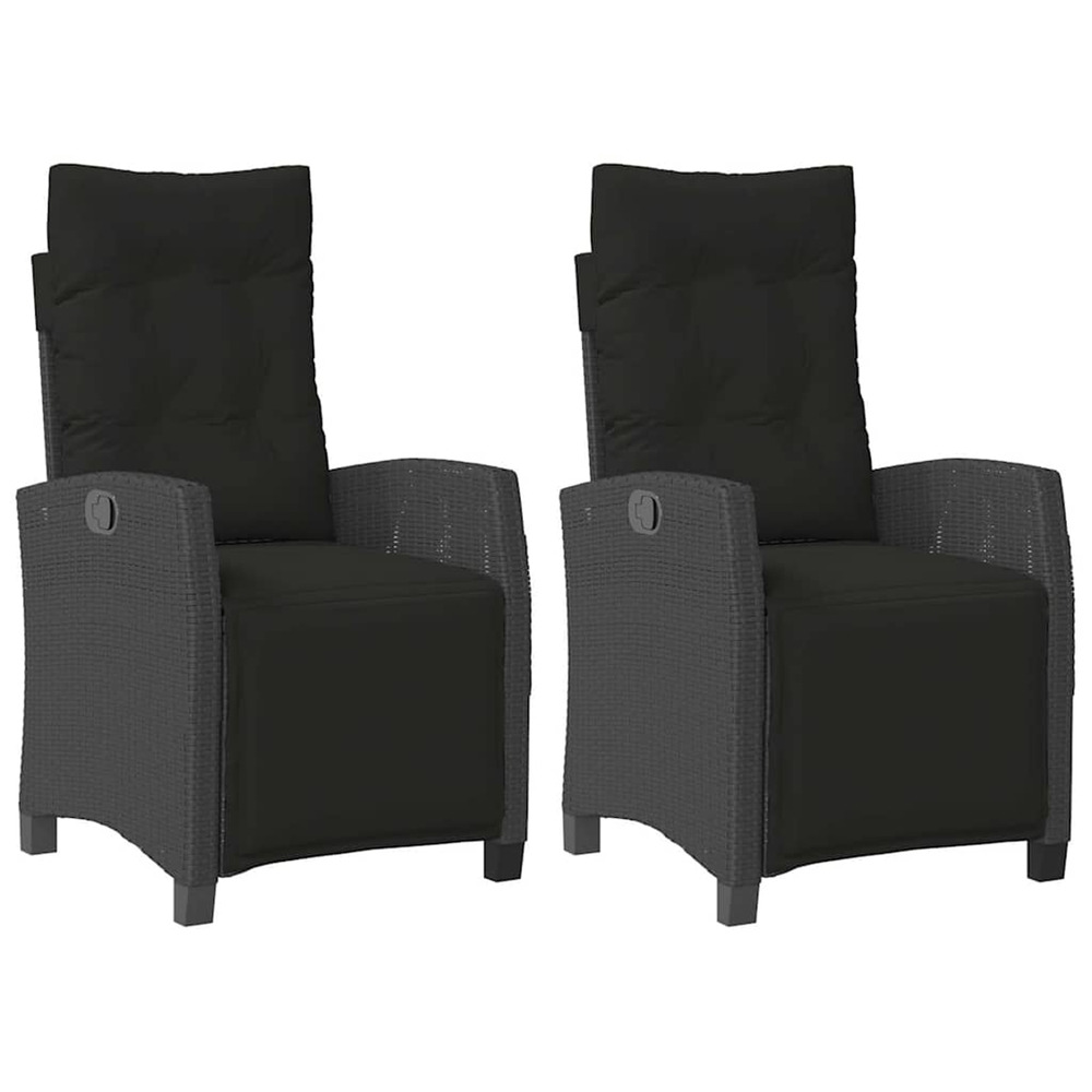 Chaises inclinables de jardin lot de 2 repose-pied noir rotin