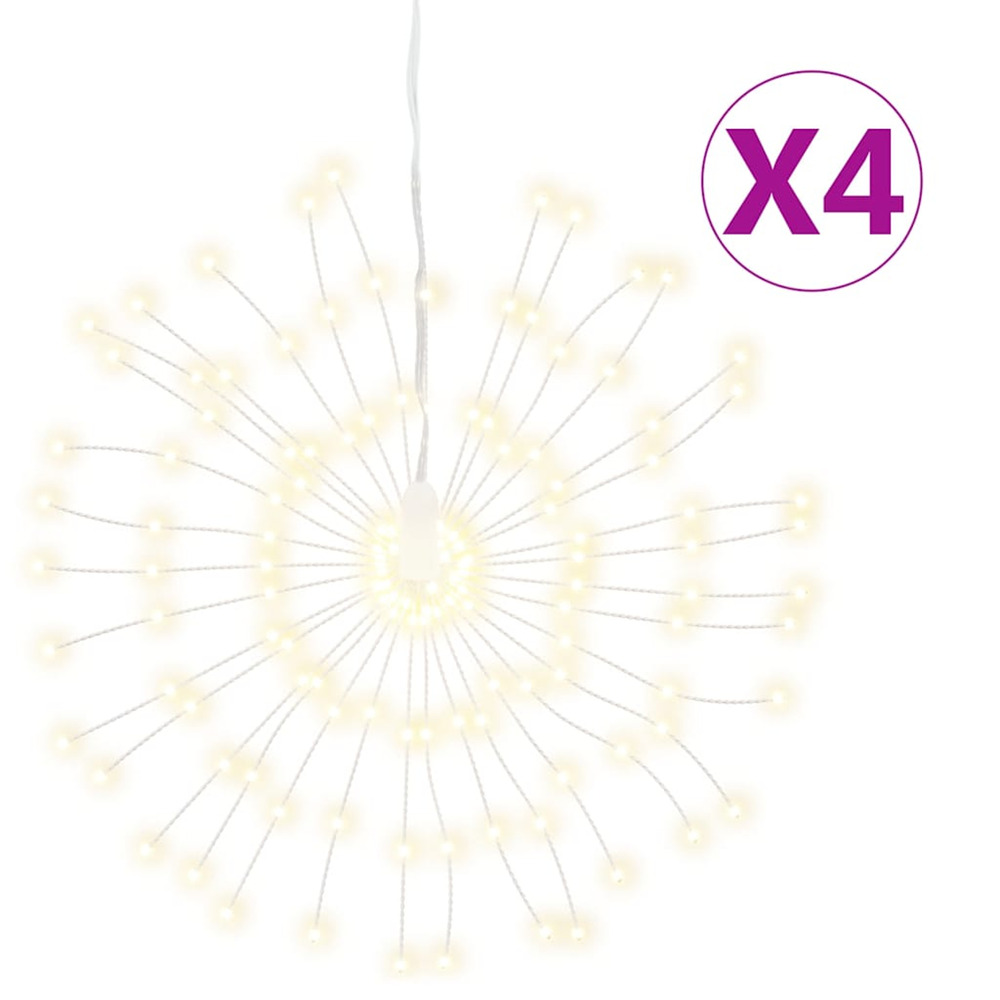 Étoile rayonnante de noël 140 led 4 pcs blanc chaud 17 cm