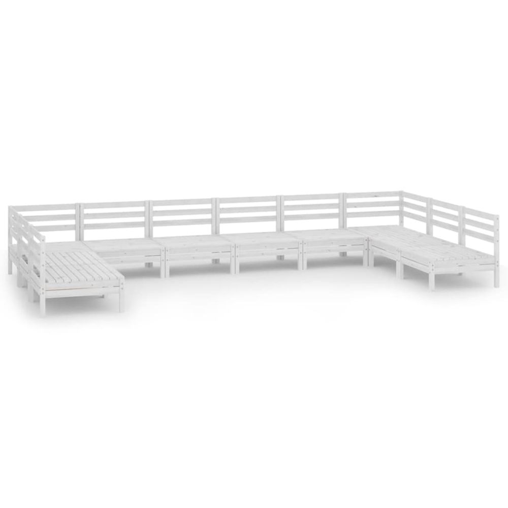 Salon de jardin 10 pcs blanc bois de pin massif