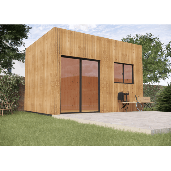 Studio de jardin 4 saisons en bois 4,4 x 3,5 x 3,2 m / isolation re2020 avec plancher isolé / menuiseries alu k-line