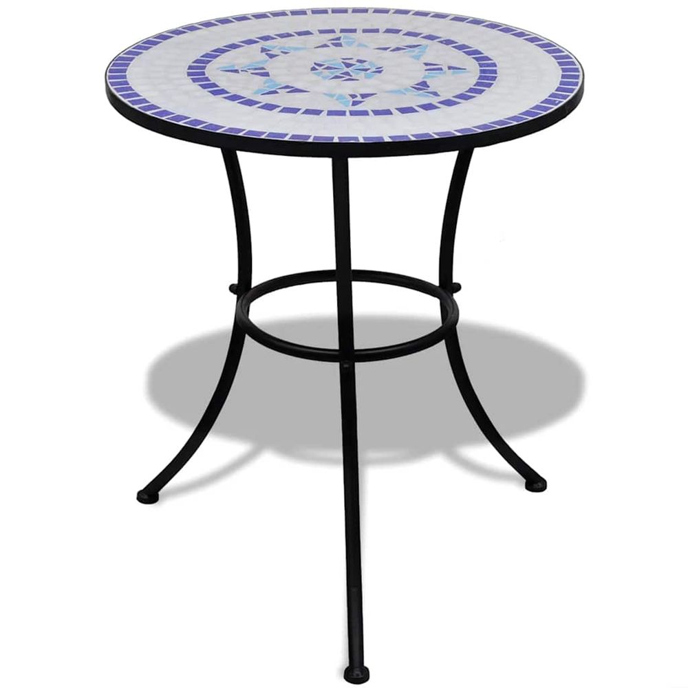 TABLE DE BISTRO BLEU ET BLANC-(869024)