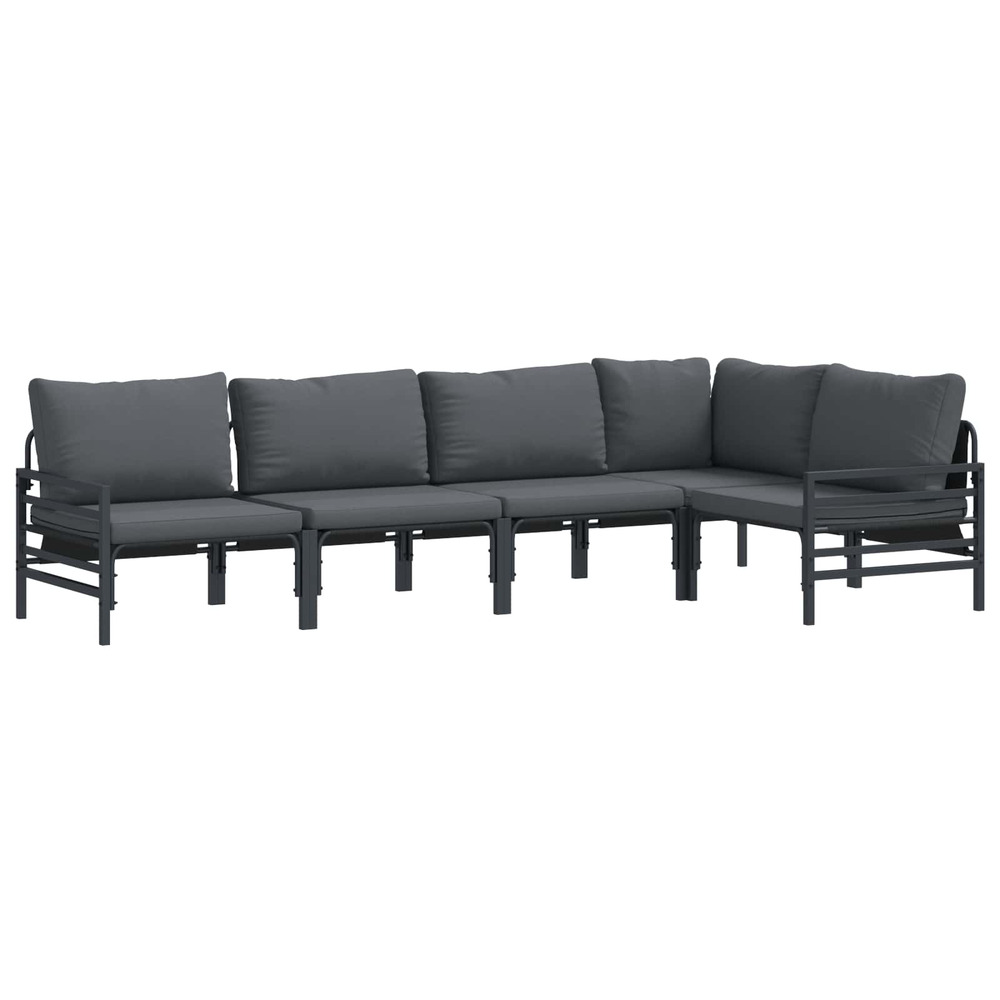 Ensemble de canapé de jardin avec coussin 5 pcs noir acier