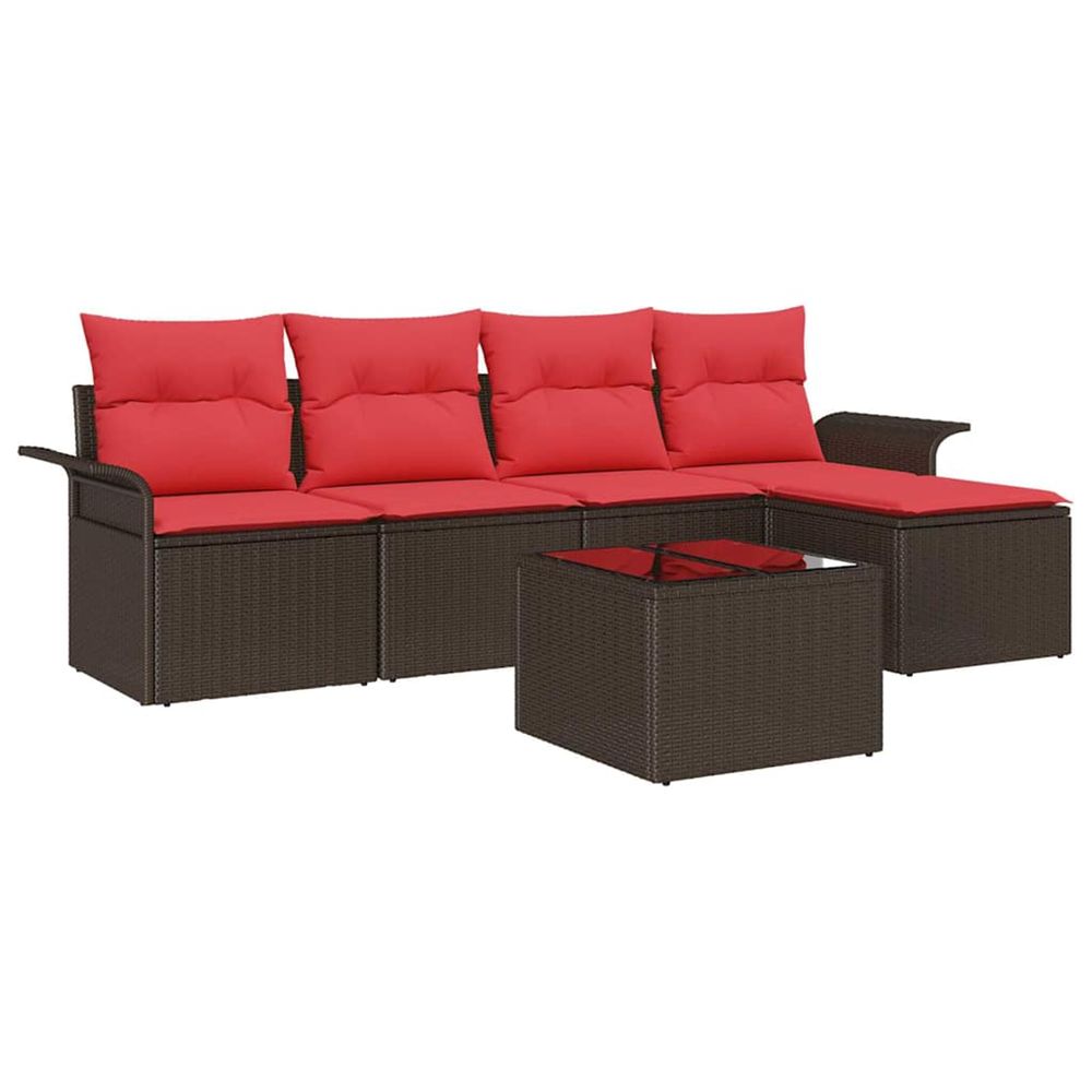 Ensemble de canapé de jardin 6 pc marron polyrotin