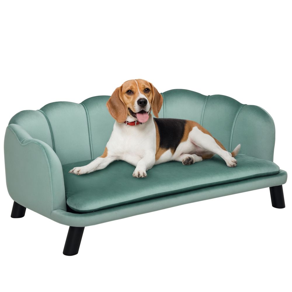 Canapé pour chien bois et polyester salon coussin lavable 98cm vert - comfortxl outdoor living