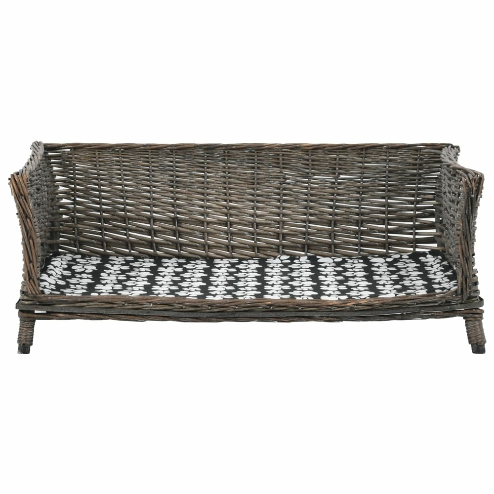 Panier pour chiens avec coussin gris 90x54x35 cm saule naturel