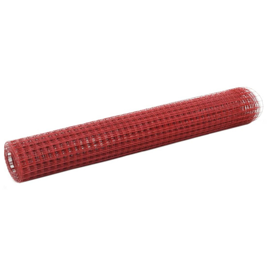 Grillage acier avec revêtement en pvc 25x1 m rouge