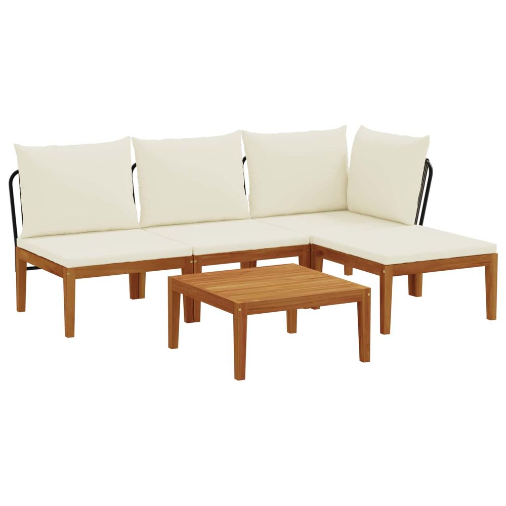 5 pc bois d'acacia massif et corde naturel