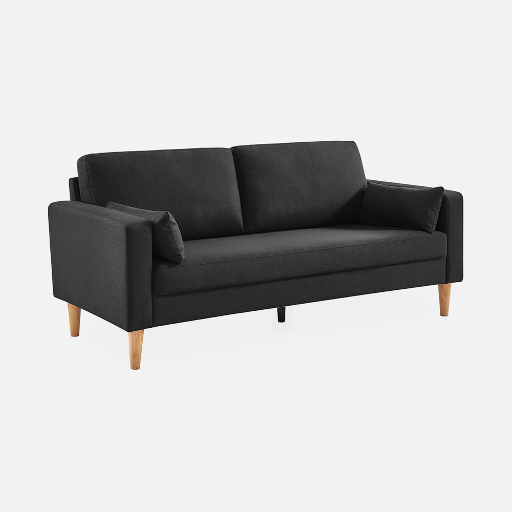 Canapé bjorn - 3 places droit pieds bois, canapé scandinave