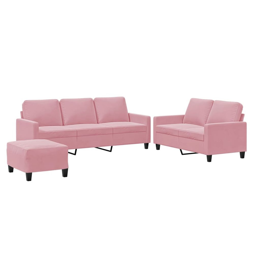 Ensemble de canapés 3 pcs avec coussins rose velours