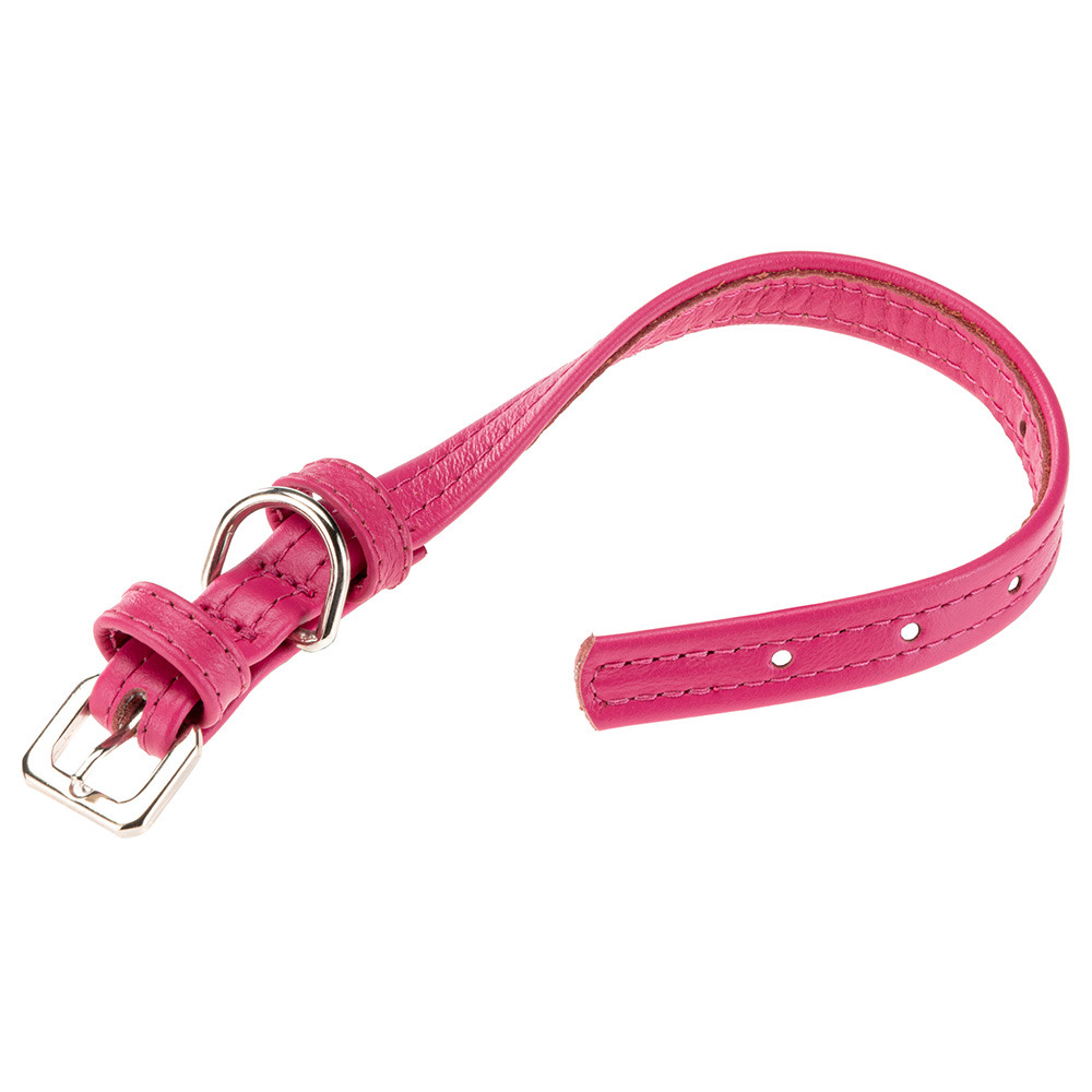 Collier pour chiens vogue cf15/29, cuir véritable, réglable, boucle en métal, rose