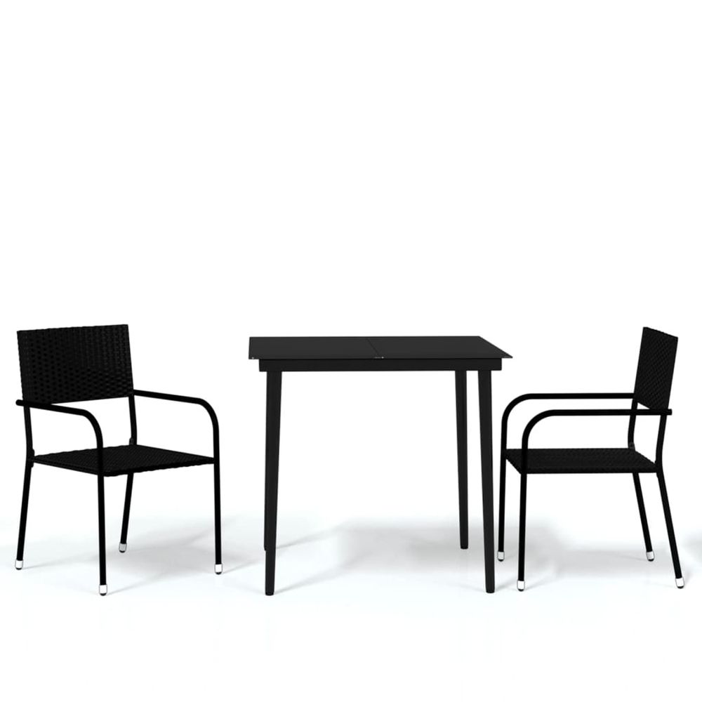Ensemble à manger de jardin 3 pcs noir