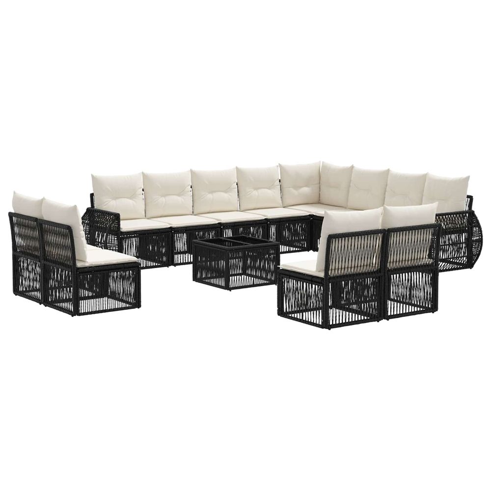 Ensemble de canapé de jardin 13 pc noir et blanc crème