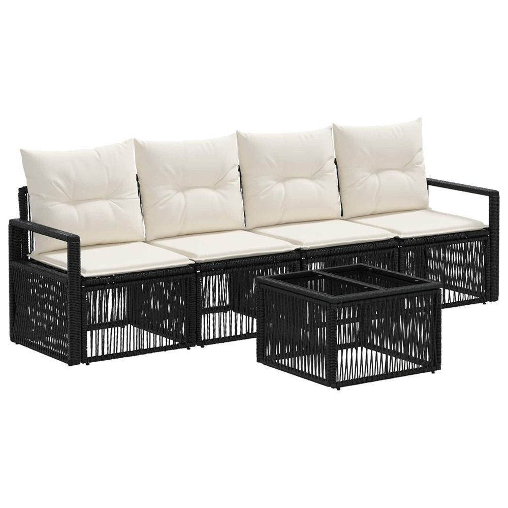 Ensemble de canapé de jardin 5 pc noir polyrotin
