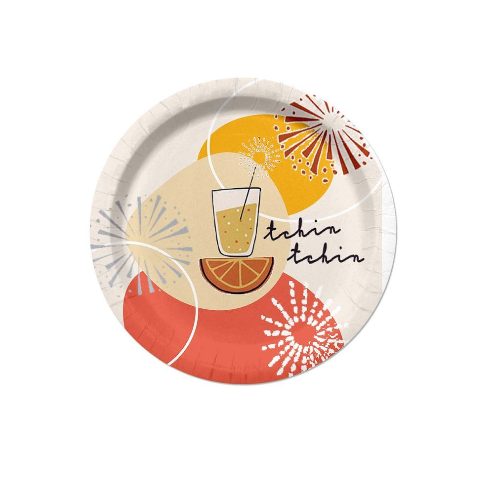 Set de 10 assiettes en carton 23 cm apero tchin