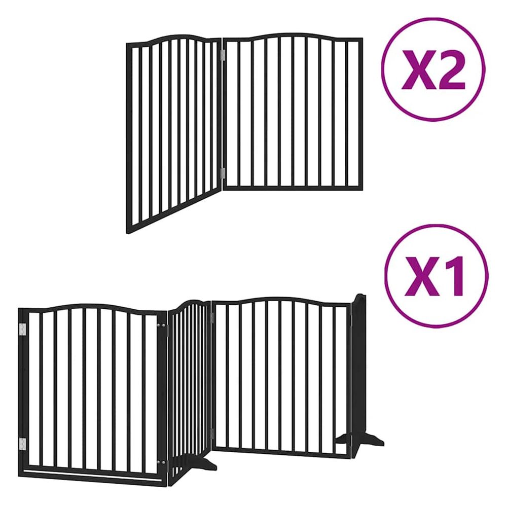 Barrière pour chien porte pliable 8 panneaux noir bois peuplier