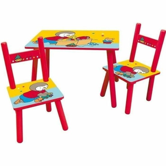 T'choupi table rectangulaire 41,5 x 61 x 42 cm + 2 chaises 49,5 x 31 x 31,5 cm