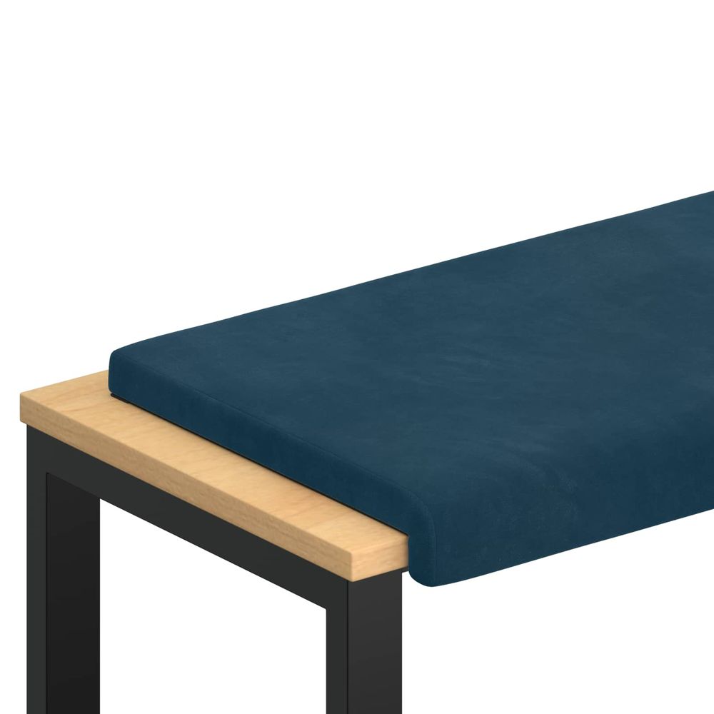 Coussin de banc velours bleu profondeur 35 cm