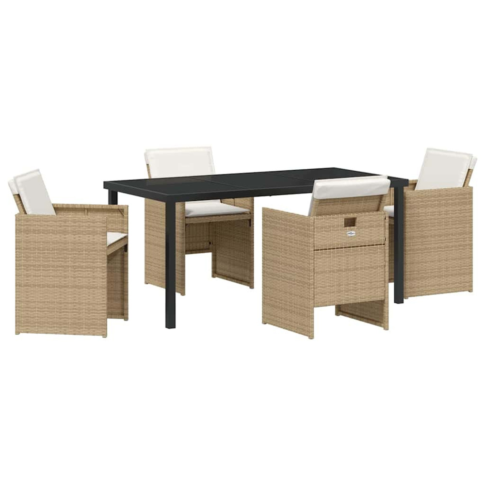 Ensemble de salle à manger pour jardin 5 pcs beige poly rotin