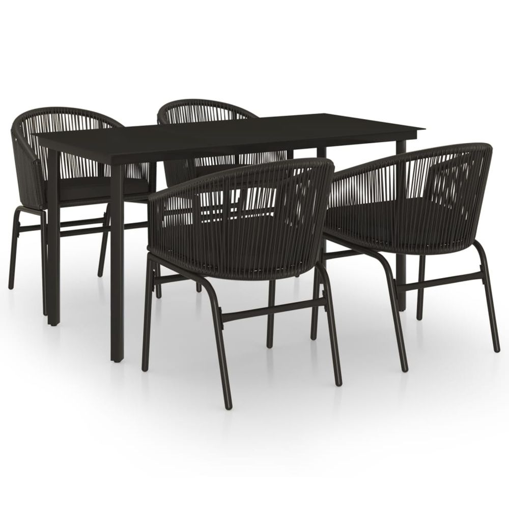 Ensemble à manger de jardin 5 pcs noir