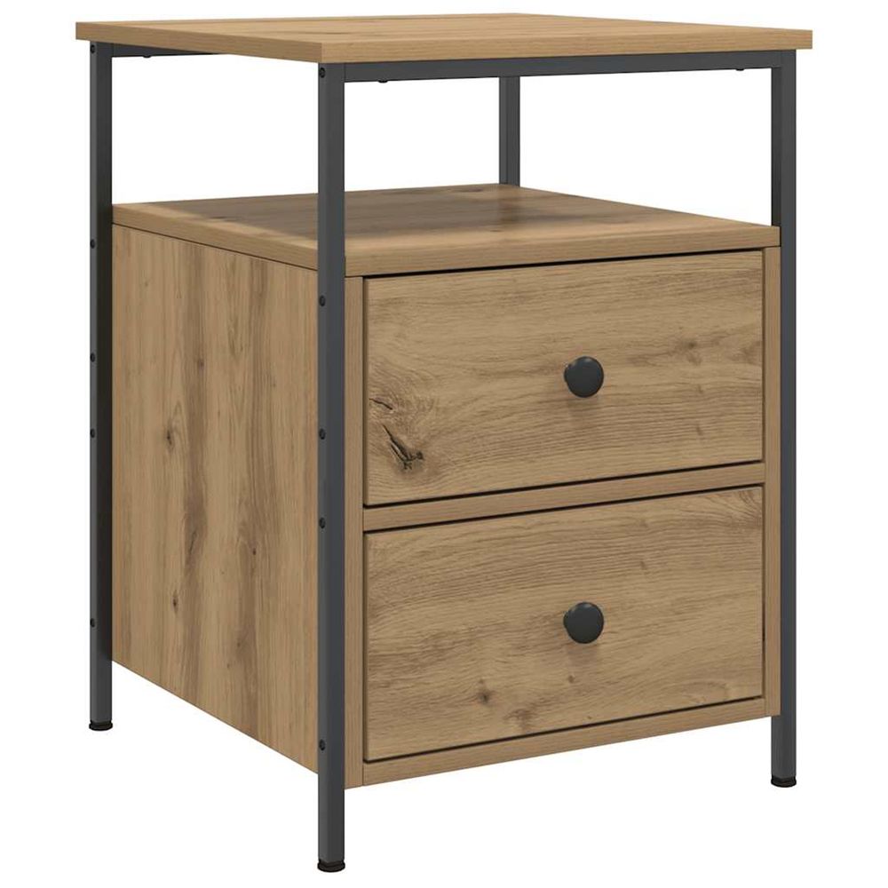 Table de chevet chêne artisanal 44x45x60 cm bois d'ingénierie