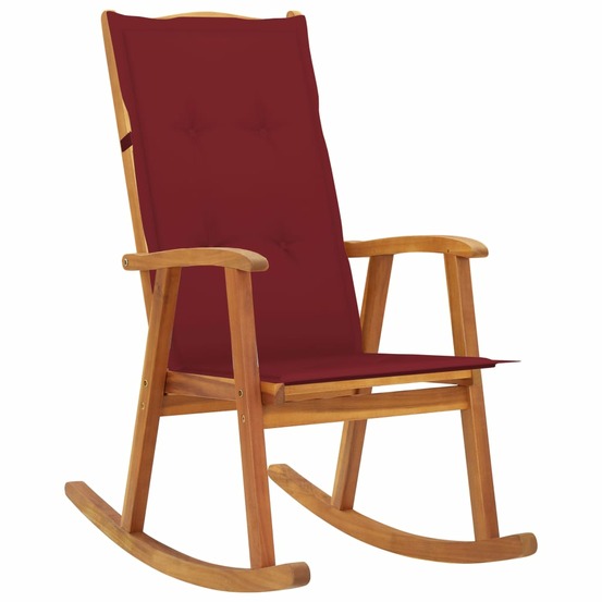 Chaise à bascule avec coussins bois d'acacia massif