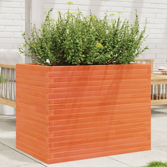 Carré potager bois de pin traité pour jardin terrasse brun clair 90x60cm